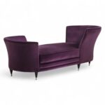 Aubergine Velvet Chaise Lounge with flared arms and tapered legs