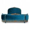 Sapphire Bloom Bed in sapphire-blue velvet with golden carvings