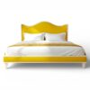 Soleil Curve Bed in vibrant yellow velvet with arched headboard