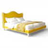 Luxury velvet bed with a curved French-style headboard