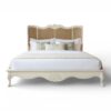 Venezia Cane Bed with carved teak frame and natural cane headboard