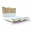 Luxury bed with antique white finish and hand-woven cane panels