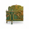 Luxury Baroque-style bed in deep green with ornate gilded details