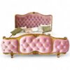 Amour Classic Bed in dusty rose velvet with antique gold frame