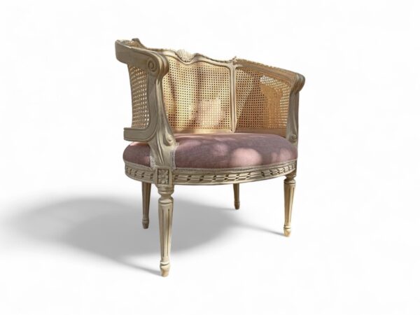 Classic wooden armchair with upholstered seat