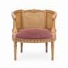 Vintage cane back chair with soft fabric cushion