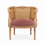 Vintage cane back chair with soft fabric cushion