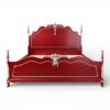 Elegant Vintage French Bed with intricate carvings and cherry red finish