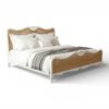 Antique-inspired wooden bed with full cane headboard and footboard