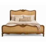 Rustic Cane French Bed with hand-woven panels and natural wood frame