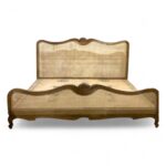 Rustic Cane French Bed with hand-woven panels and natural wood frame