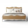 French country-style cane bed with organic woven texture