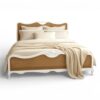 French country-style cane bed with organic woven texture