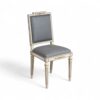 Imperial Dining Chair in antique ivory with slate blue fabric