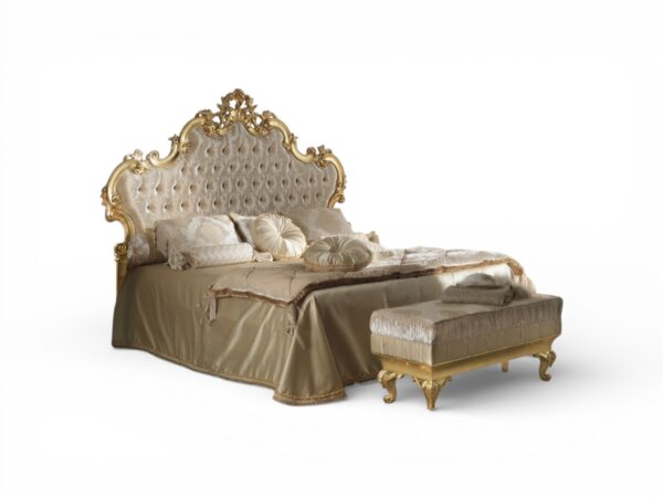 Imperial tufted gold bed frame