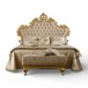 Ornate Carved Royal Bed gold tufted headboard