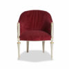 Royal Barrel Chair in deep crimson velvet with ivory and gold legs