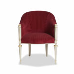 Royal Barrel Chair in deep crimson velvet with ivory and gold legs
