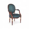 Regal Teal Louis-Style Armchair with carved gold accents and teal upholstery