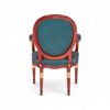 Classic French armchair in teal fabric and mahogany frame