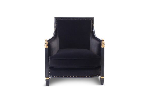 Regal Empire Velvet Armchair with plush cushioning and refined details