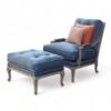 Regalia Lounge Chair set in soft blue with classic curved legs