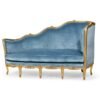 Side view of French Chaise Lounge showing detailed carved gold frame