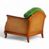 Stylish armchair with velvet upholstery and classic wood accents