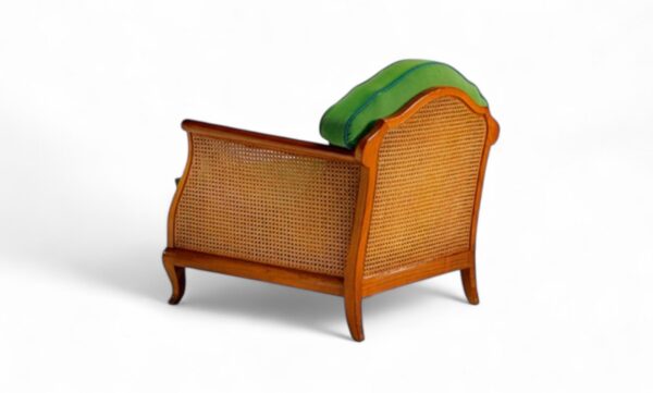 Stylish armchair with velvet upholstery and classic wood accents