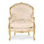 Luxurious Louis style armchair in gold finish upholstery