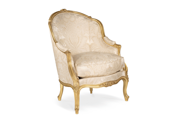 Gold Louis Armchair with regal carved wooden frame