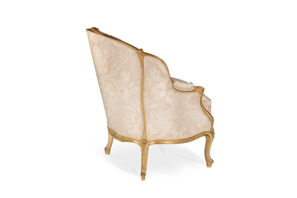 Luxurious Louis style armchair in gold finish upholstery