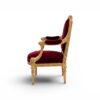 Crimson velvet armchair with carved neoclassical golden frame