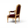Luxury accent chair in rich red velvet and gold leaf detailing