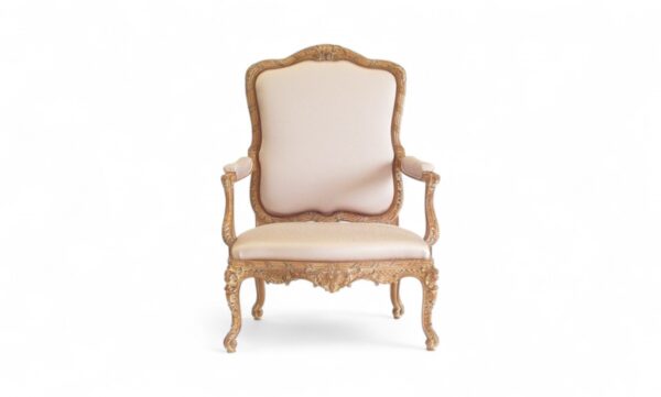 Pearl Grandeur Armchair with hand-carved golden frame