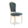 Olive Carved Dining Chair with lush green velvet upholstery