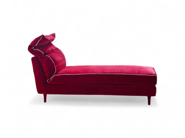 Contemporary velvet chaise lounge in pale beige tone