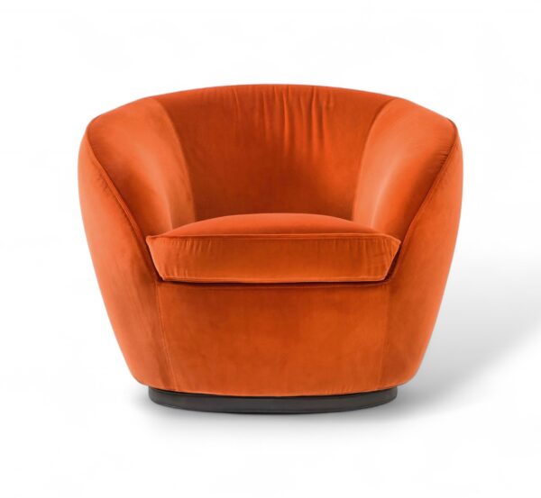 Ember Lounge Chair in bold burnt orange velvet upholstery