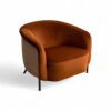 Designer armchair with slim tapered legs in amber finish