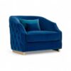 Velvet Royalty Armchair in deep blue velvet with gold accents