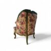 Vintage-style floral armchair with green antique finish