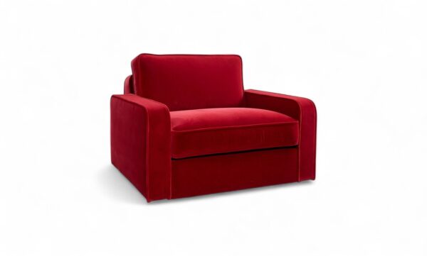 Calice Red Velvet Armchair with rich crimson upholstery