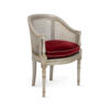 Caned Parisian Accent Chair with teak frame and velvet seat