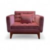 Blush Velvet Armchair with tufted upholstery and wooden legs