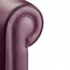 Contemporary armchair with rounded arms and soft purple leather