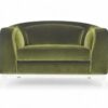 Velvet upholstered Luxe Barrel Chair in green finish