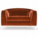 Modern barrel-style accent chair with wooden base