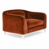Modern barrel-style accent chair with wooden base