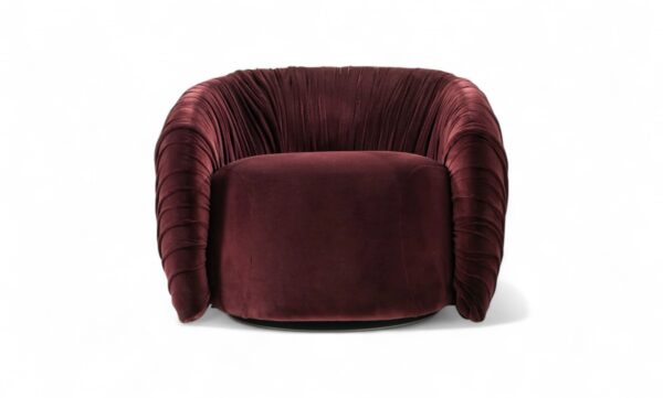 Luxury accent chair with swirl-inspired silhouette