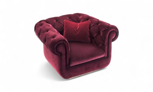 Imperial Chesterfield Armchair in plush velvet upholstery